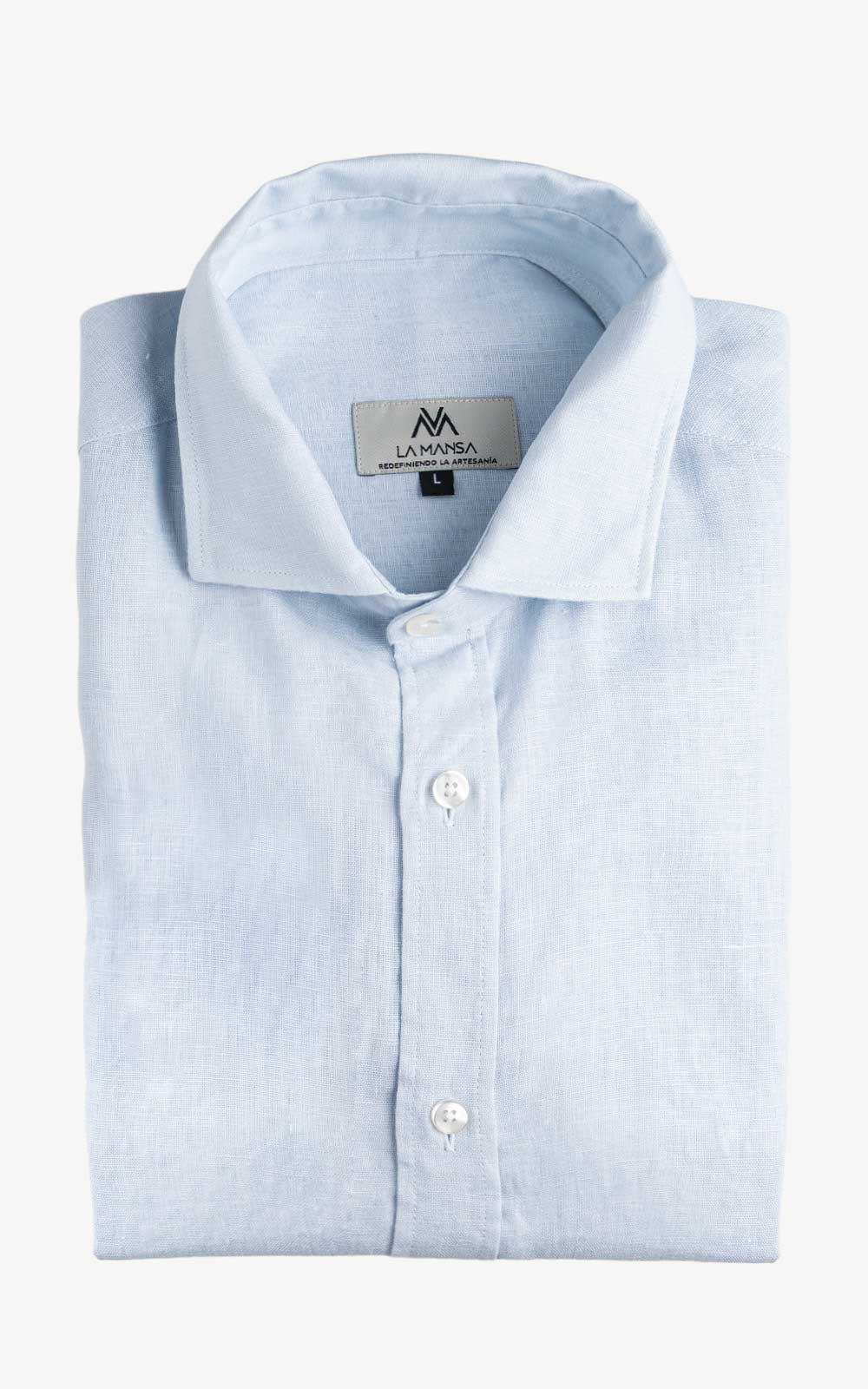 CAMISA LINO 100% GRIS CLARO
