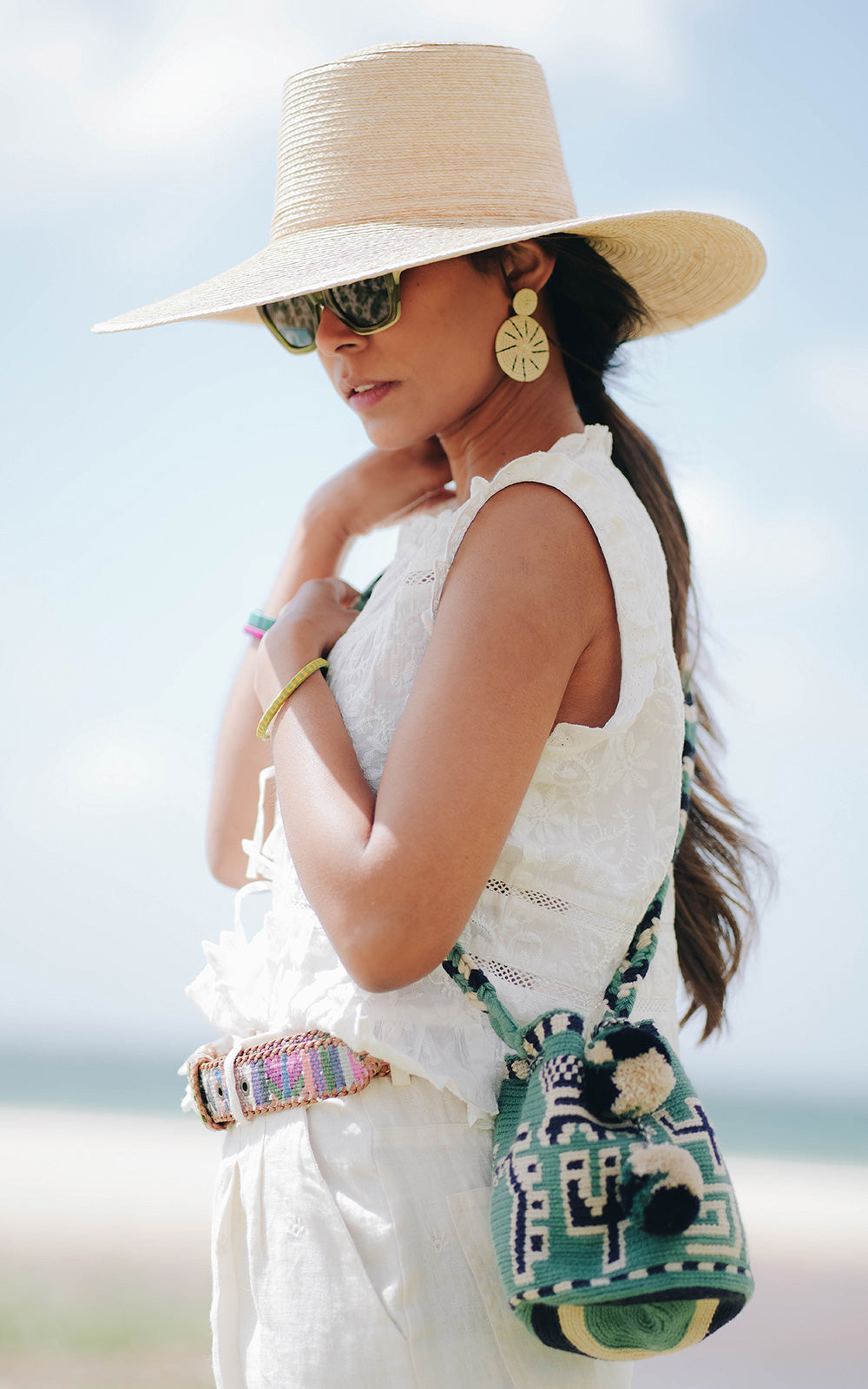 SMALL WAYUU FLOR BOHO VERDE