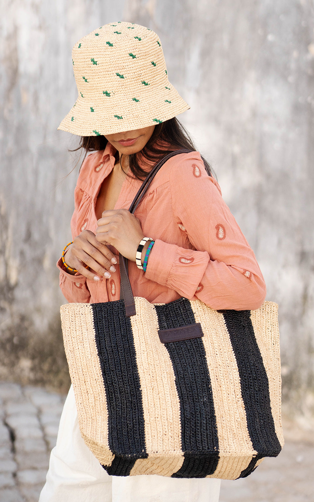 Tea Raffia Bucket Hat