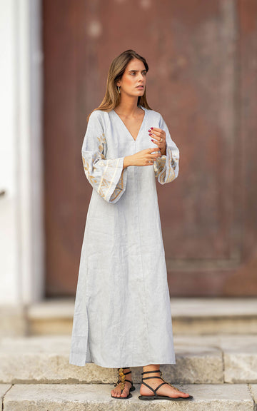 VESTIDO IOS LIGHT GREY GOLD