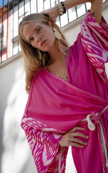 VESTIDO KAFTAN FUCSIA