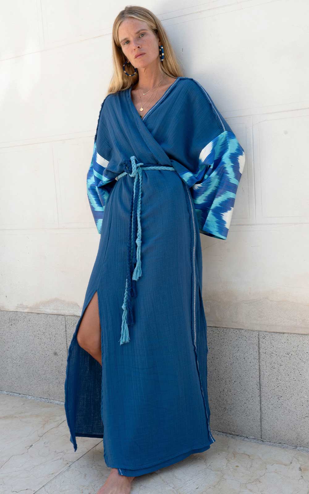 VESTIDO KAFTAN AZUL