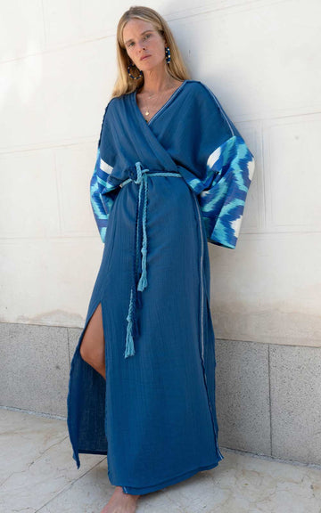 VESTIDO KAFTAN AZUL