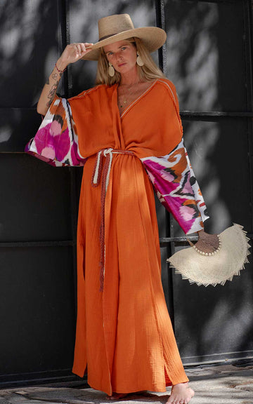 VESTIDO KAFTAN NARANJA