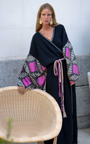 BLACK PINK KAFTAN DRESS