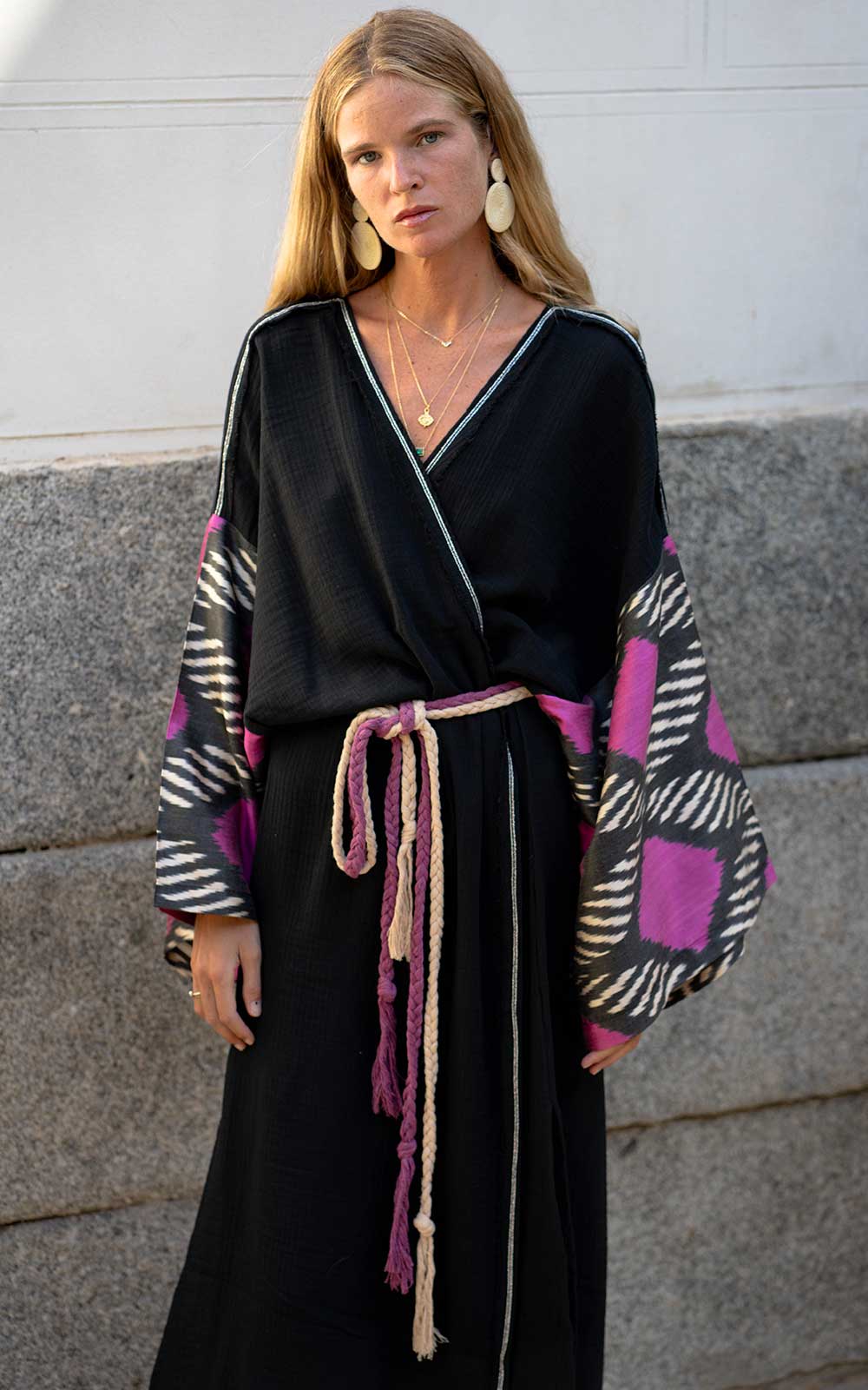 BLACK PINK KAFTAN DRESS