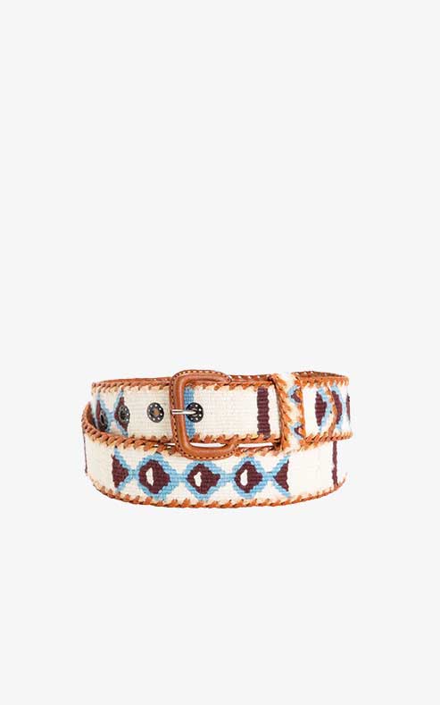 White Sky Blue Ethnic Belt