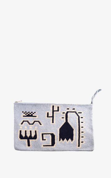 CLUTCH BOLIVAR FLOR BOHO LIGHT GREY