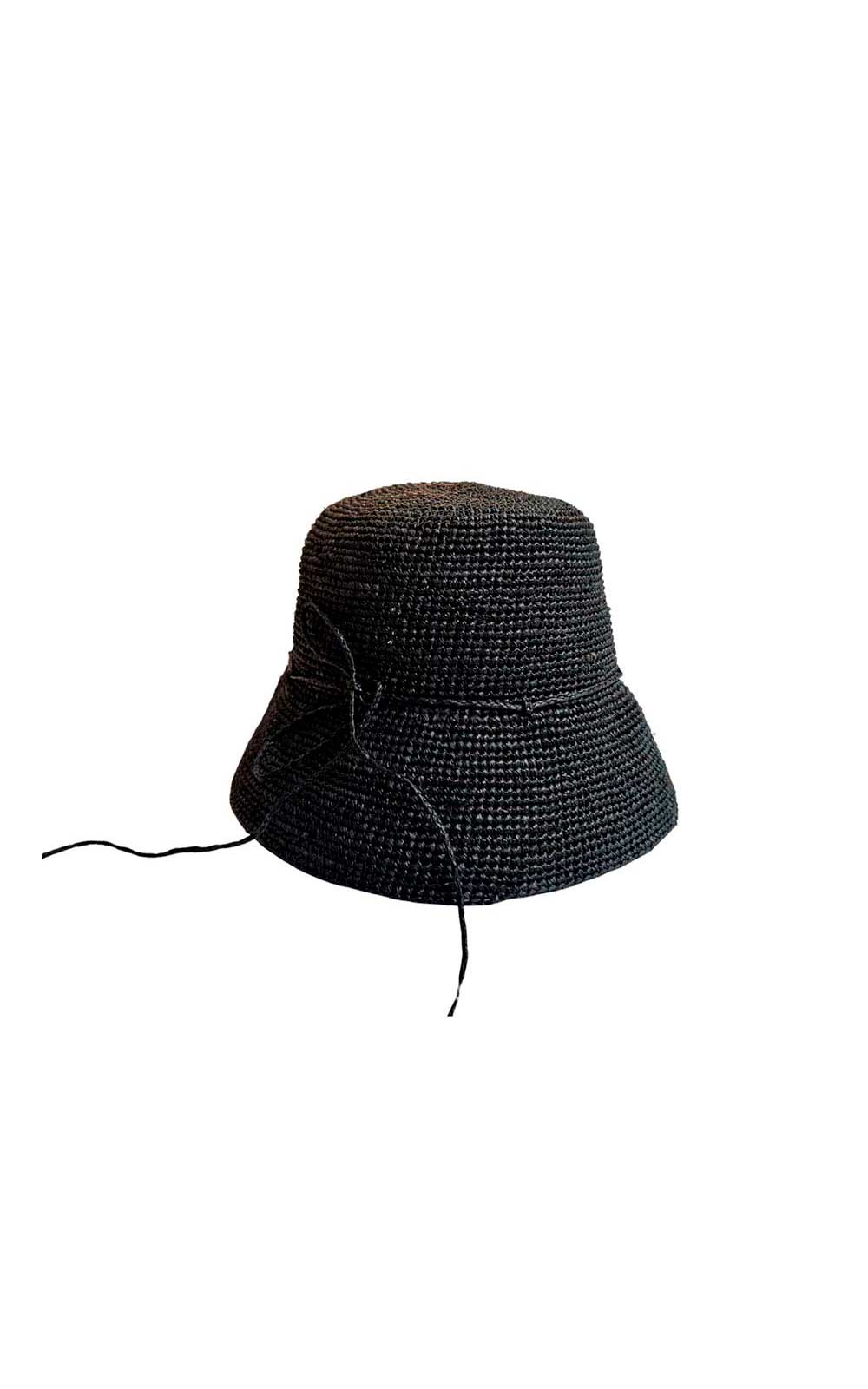 Sombrero Bucket Rafia Negro