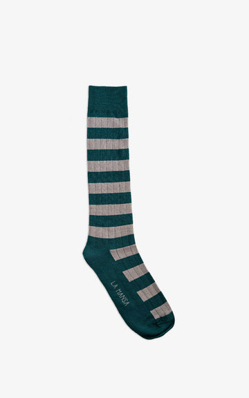 SOCKS GREEN GREY STRIPES