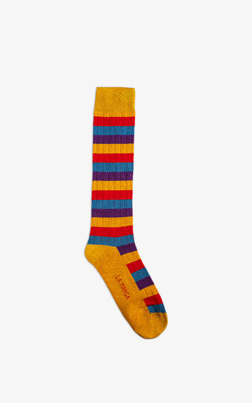 MUSTARD MULTICOLOR STRIPED SOCKS