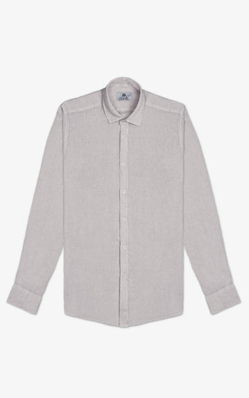 CAMISA LINO 100% SS26 GRIS PIEDRA