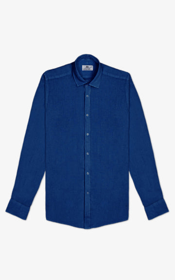 CAMISA LINO 100% SS26 MARINO
