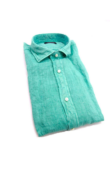 Camisa de lino verde menta