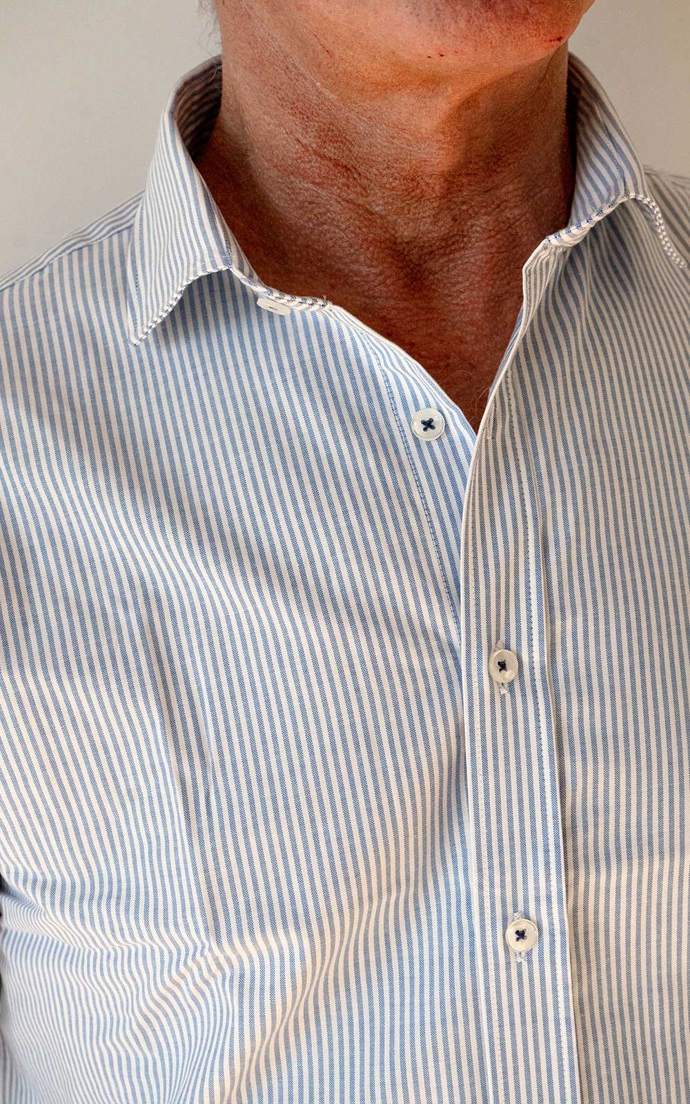 CAMISA OXFORD RAYAS AZUL