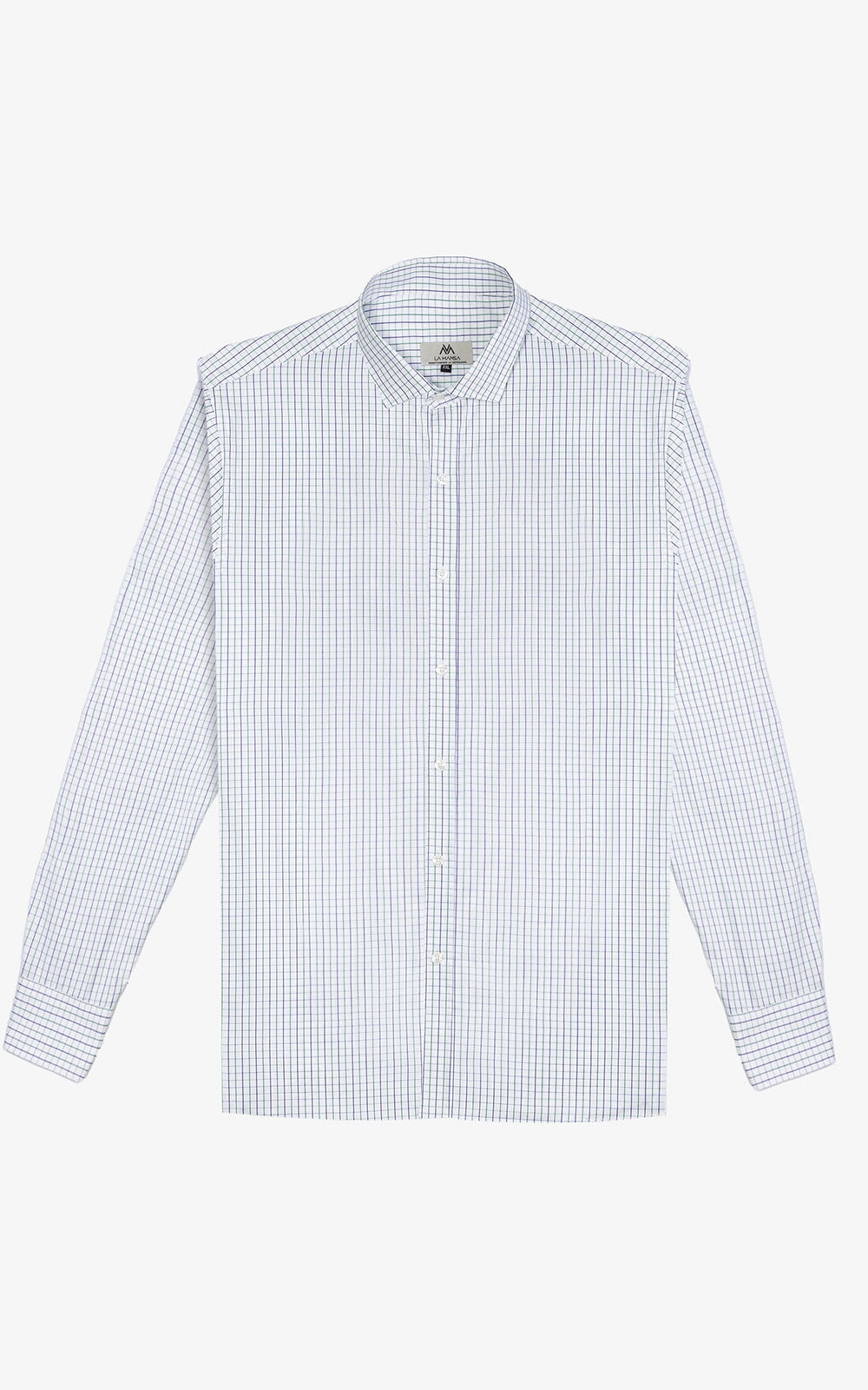 CAMISA OXFORD CUADROS PEQUEÑOS AZUL VERDE