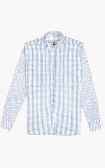 CAMISA OXFORD CUADROS PEQUEÑOS AZUL VERDE