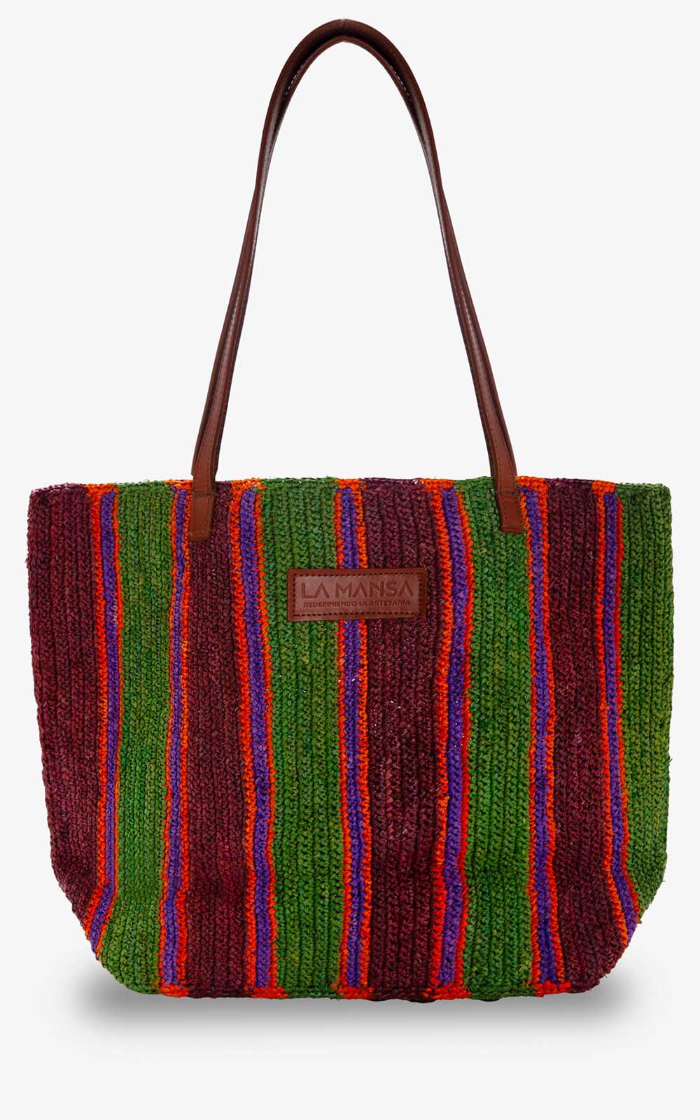 CASSANDRA RAFFIA BAG GREEN BROWN