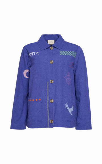 CHAQUETA ORGANIC BORDADA BLUE