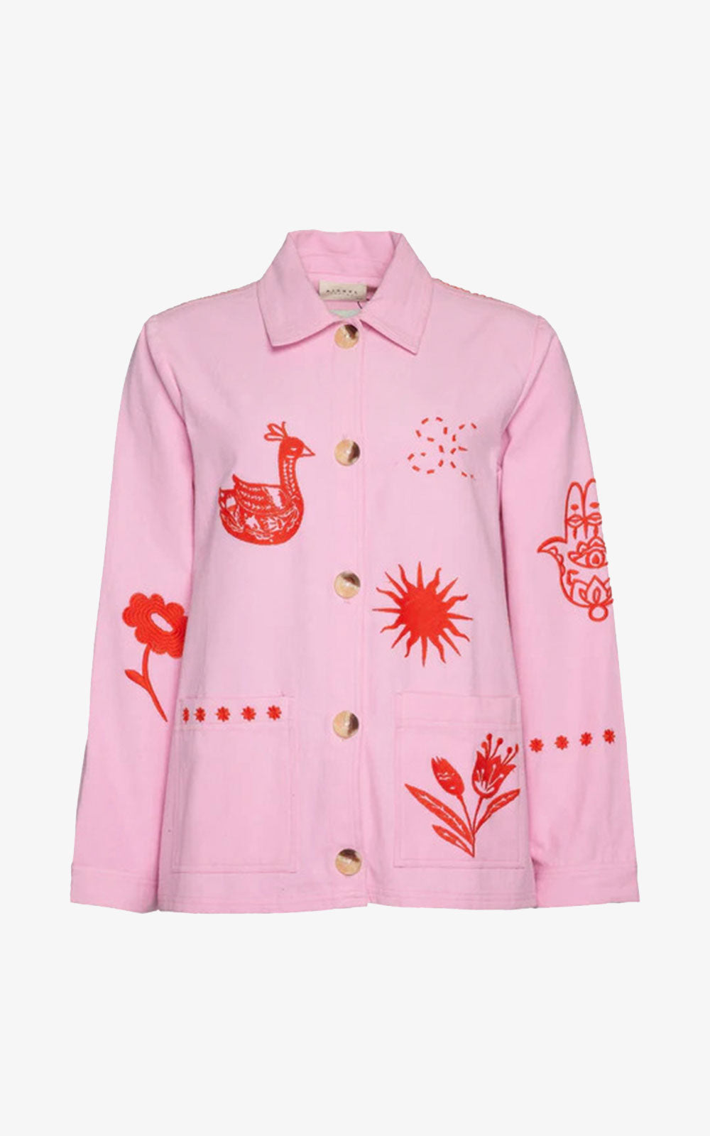 CHAQUETA ORGANIC BORDADA ROSE