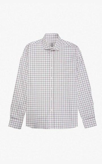 CAMISA OXFORD CUADROS GRIS ROJO