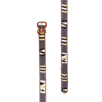 Ethnic Belt Gray Brown Stripes