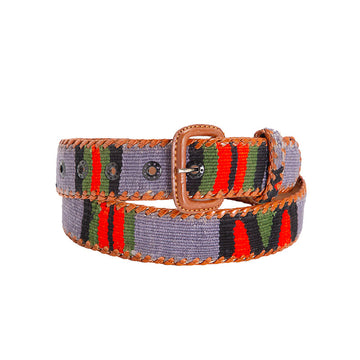 Ethnic Belt Gray Red