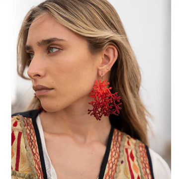 Bordeaux Red Coral Earring