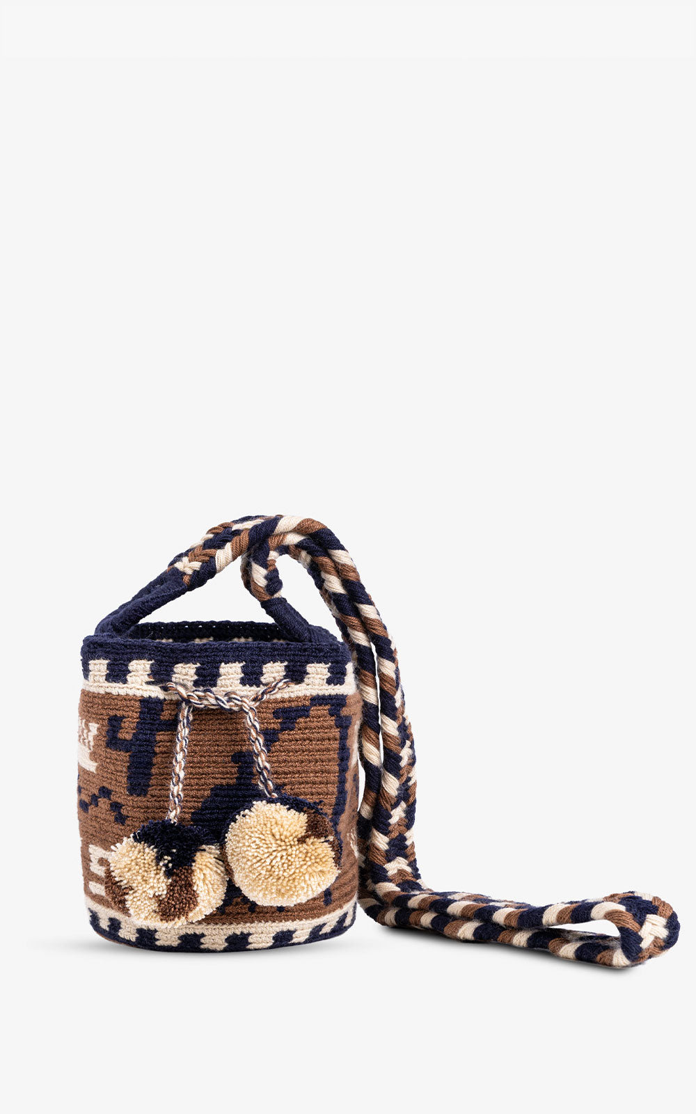 SMALL WAYUU FLOR BOHO BROWN ASA TRENZADA
