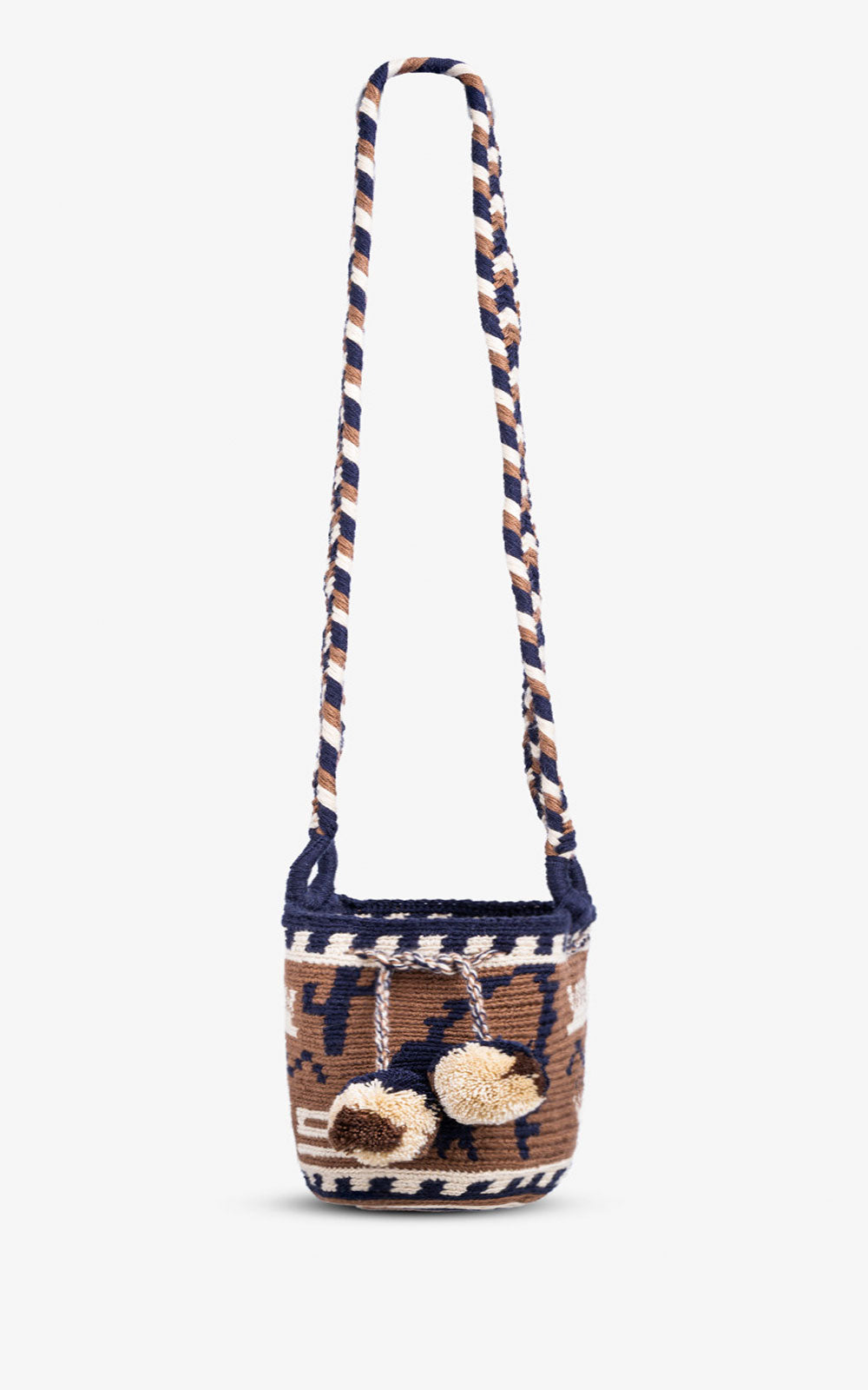 SMALL WAYUU FLOR BOHO BROWN ASA TRENZADA