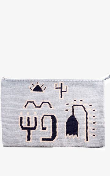 CLUTCH EXTRA LARGE FLOR BOHO LIGHT GREY