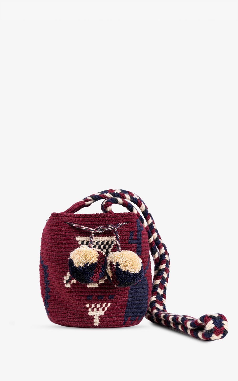 SMALL WAYUU FLOR BOHO BURDEOS ASA TRENZADA