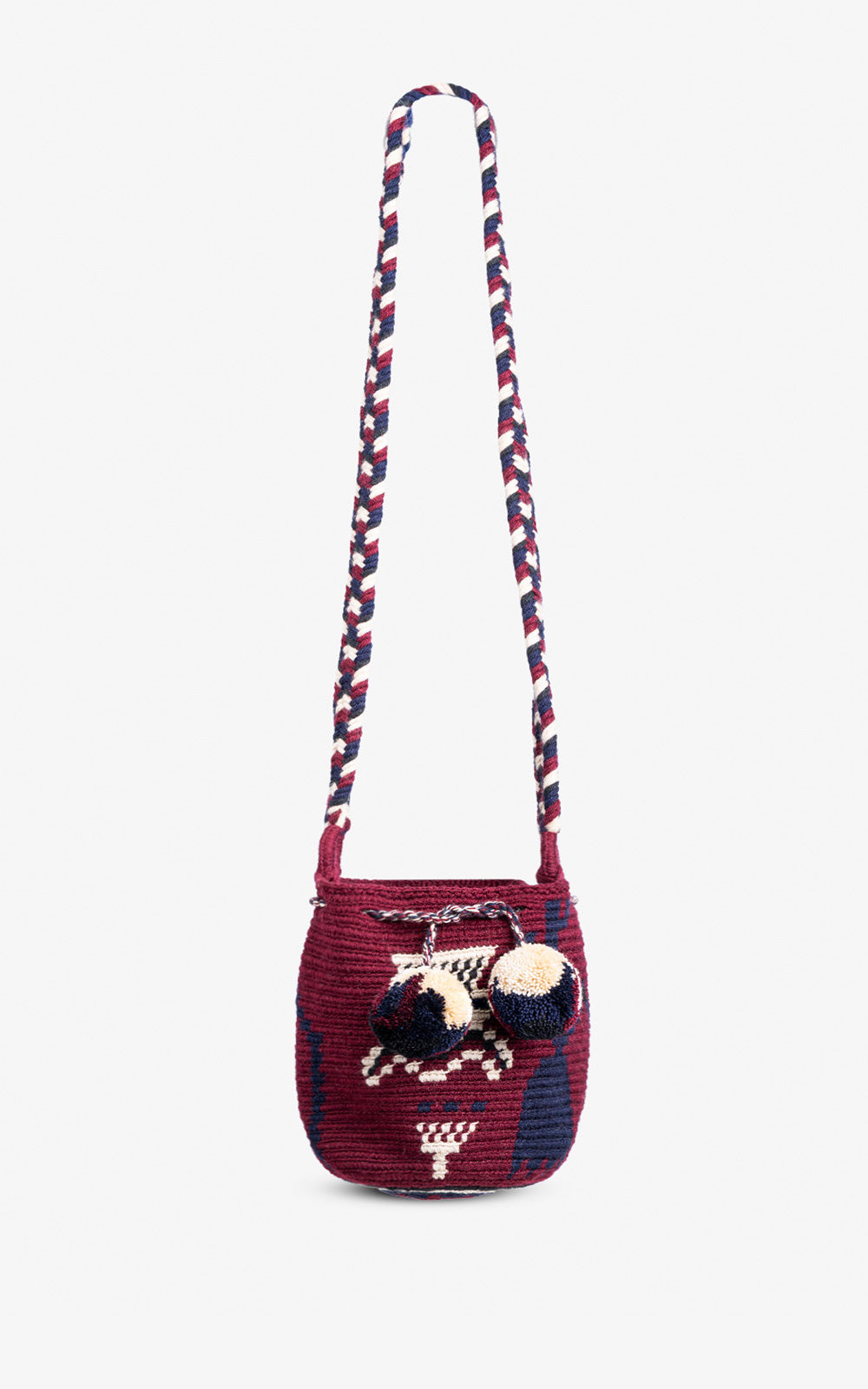 SMALL WAYUU FLOR BOHO BURDEOS ASA TRENZADA