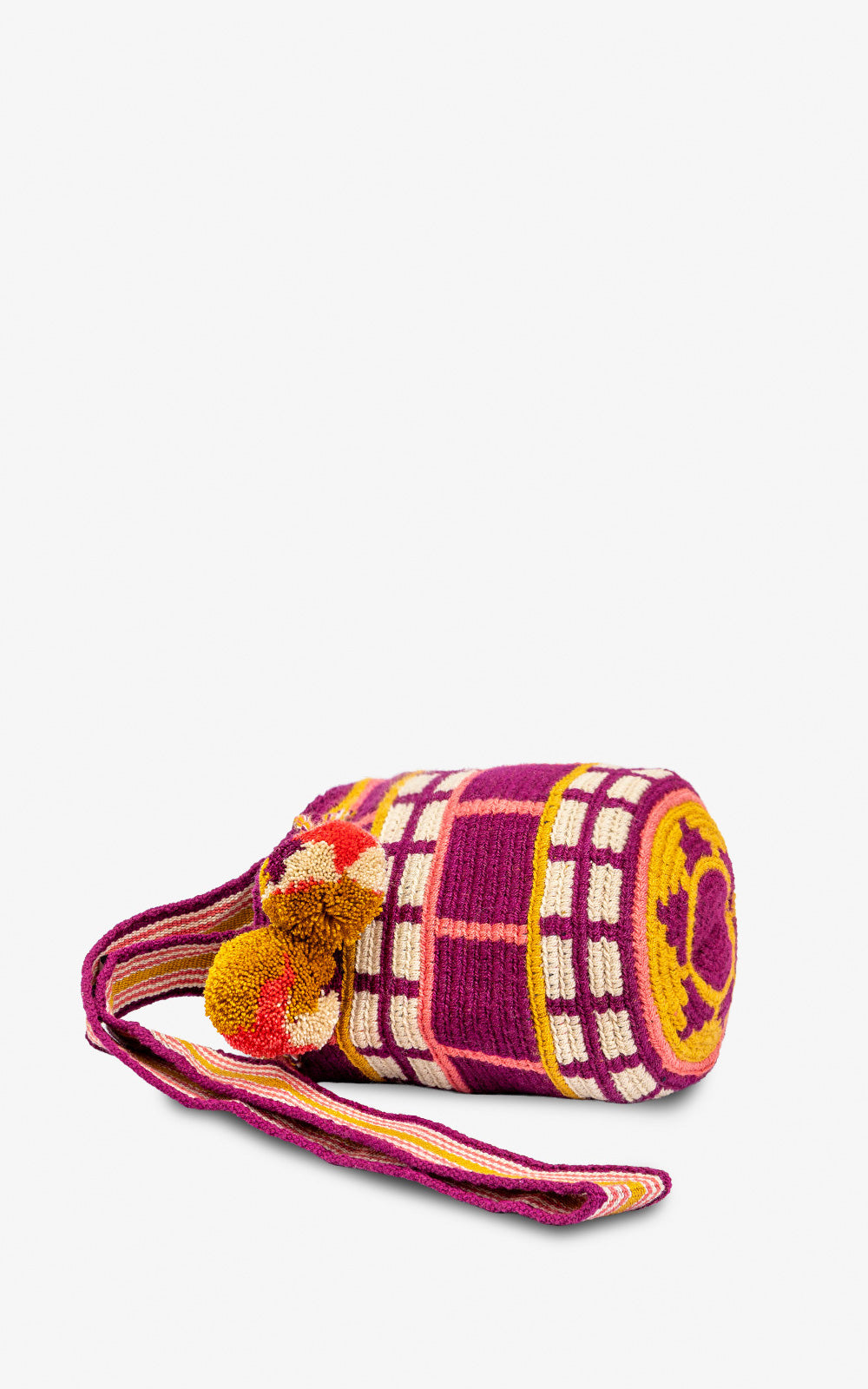 BOLSO WAYUU PEQUEÑO FRAMBUESA CUADROS