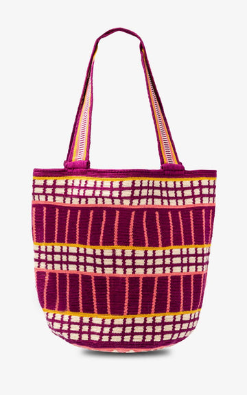 Bolso Wayuu Totem Frambuesa Cuadros