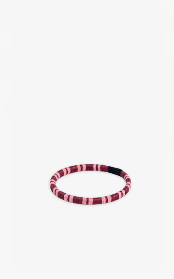 PULSERA WENGUE 5MM FRAMBUESA RAYAS ROSAS