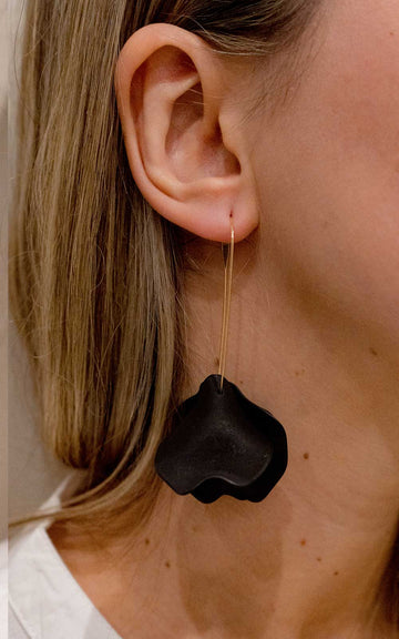 Black Petal Hoop Earring