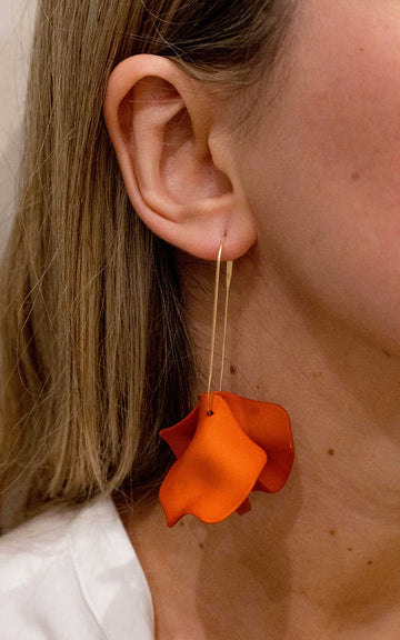 Terracotta Petal Hoop Earring