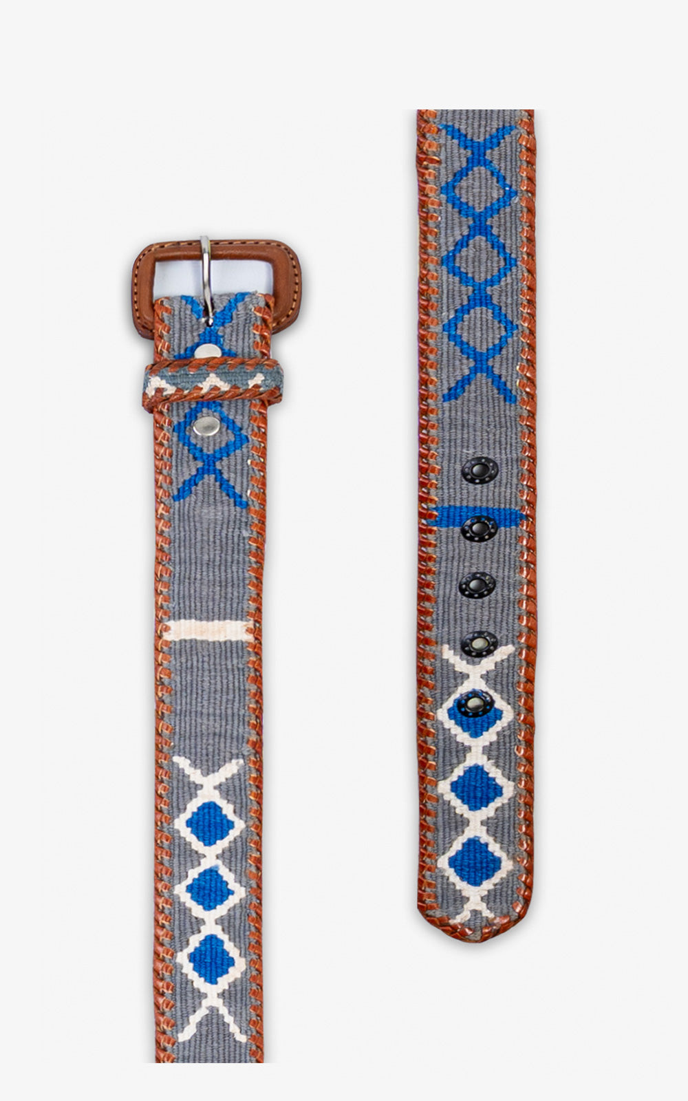 CINTURÓN ÉTNICO GRIS ROMBOS OCEANO