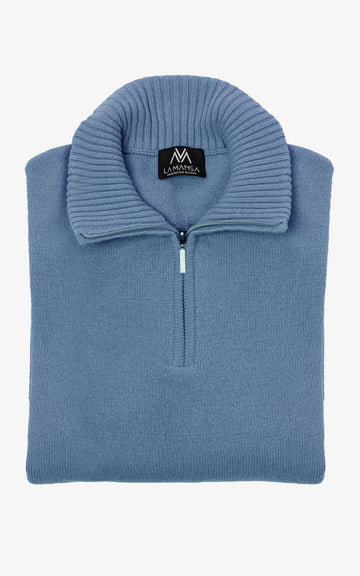 JERSEY CON CREMALLERA GRIS AZULADO