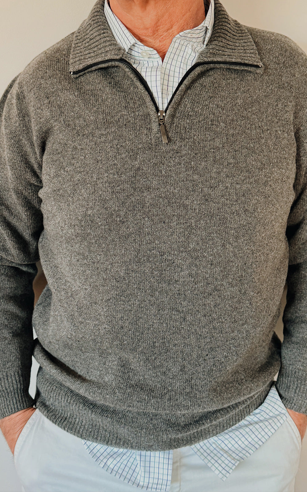 JERSEY CON CREMALLERA GRIS PERLA