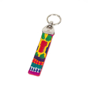 Tropical rainbow rhombus Mayan keychain