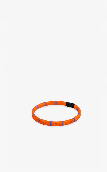 PULSERA WENGUE 5MM NARANJA RAYAS LILAS