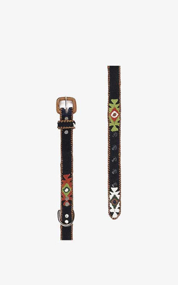 Ethnic Black Buckle Leather Dog Collar