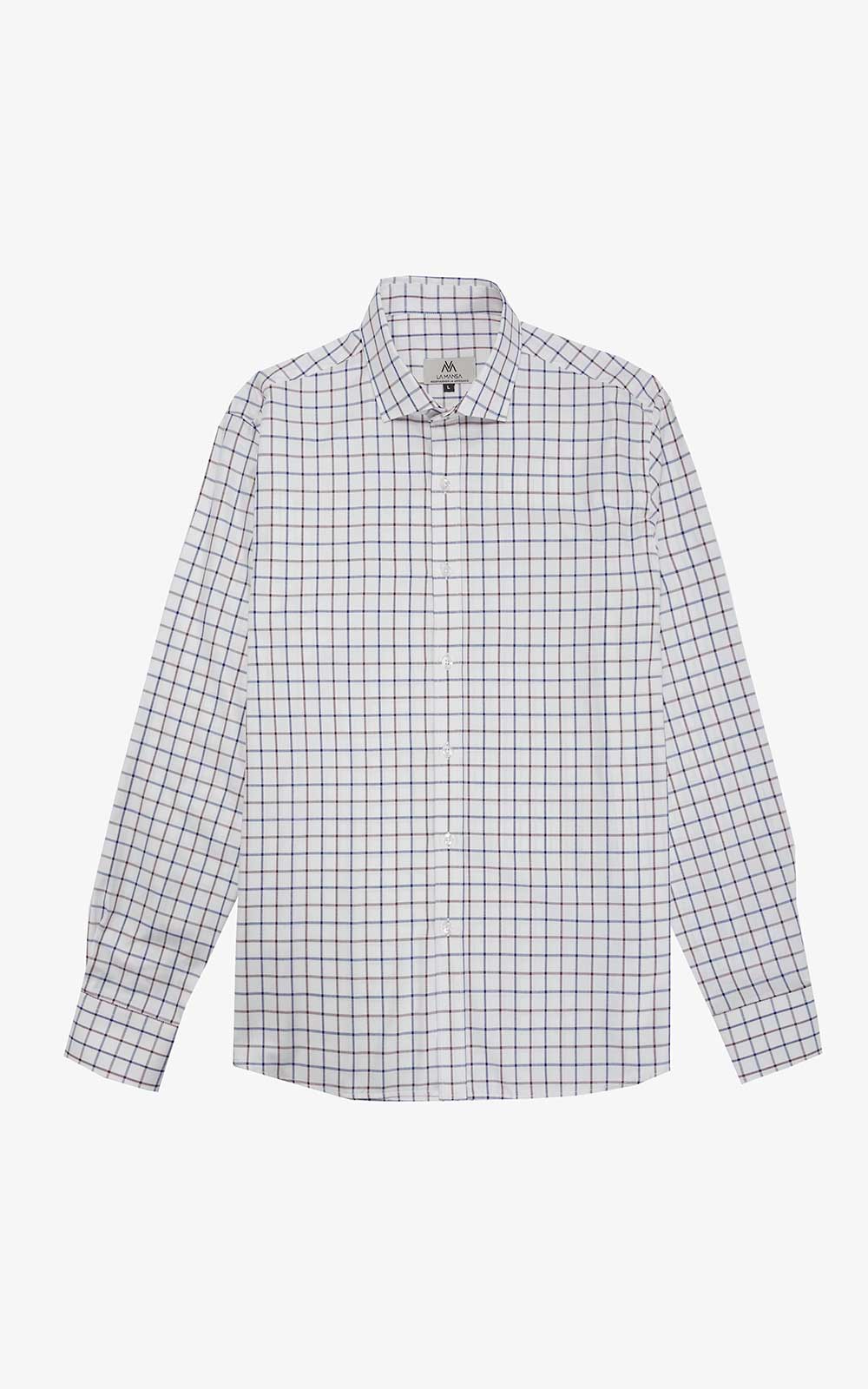 CAMISA OXFORD CUADROS AZUL GRIS