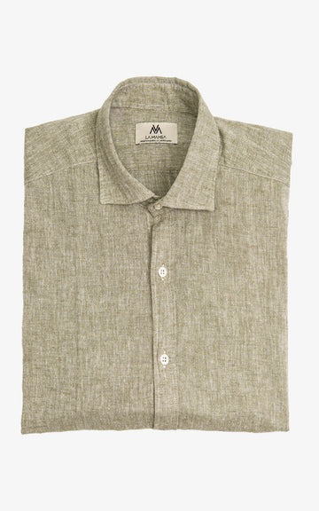 KHAKI LINEN BLEND T-SHIRT