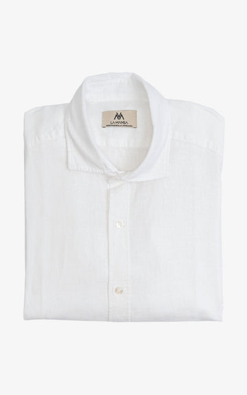 WHITE LINEN BLEND T-SHIRT