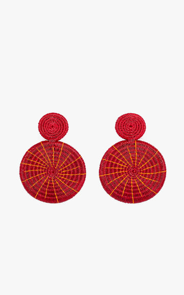 RED MEDALLION EARRING