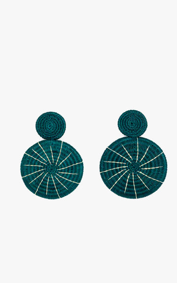 PETROLEUM GREEN MEDALLION EARRING