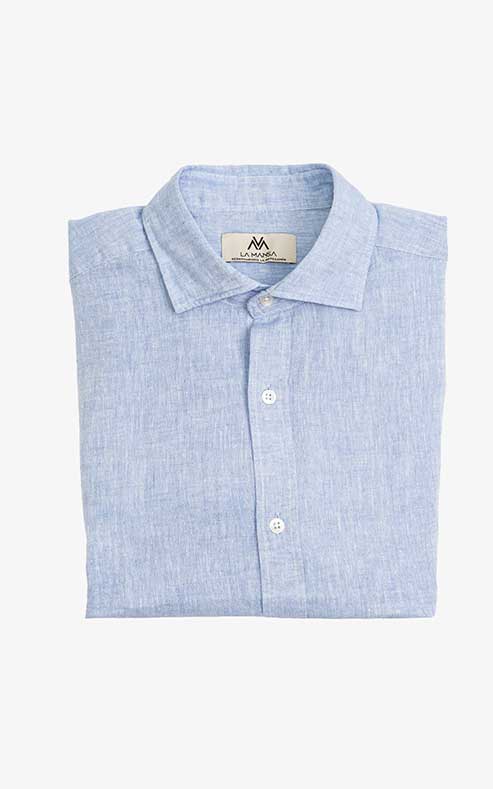 POLERA LINO MEZCLA CELESTE